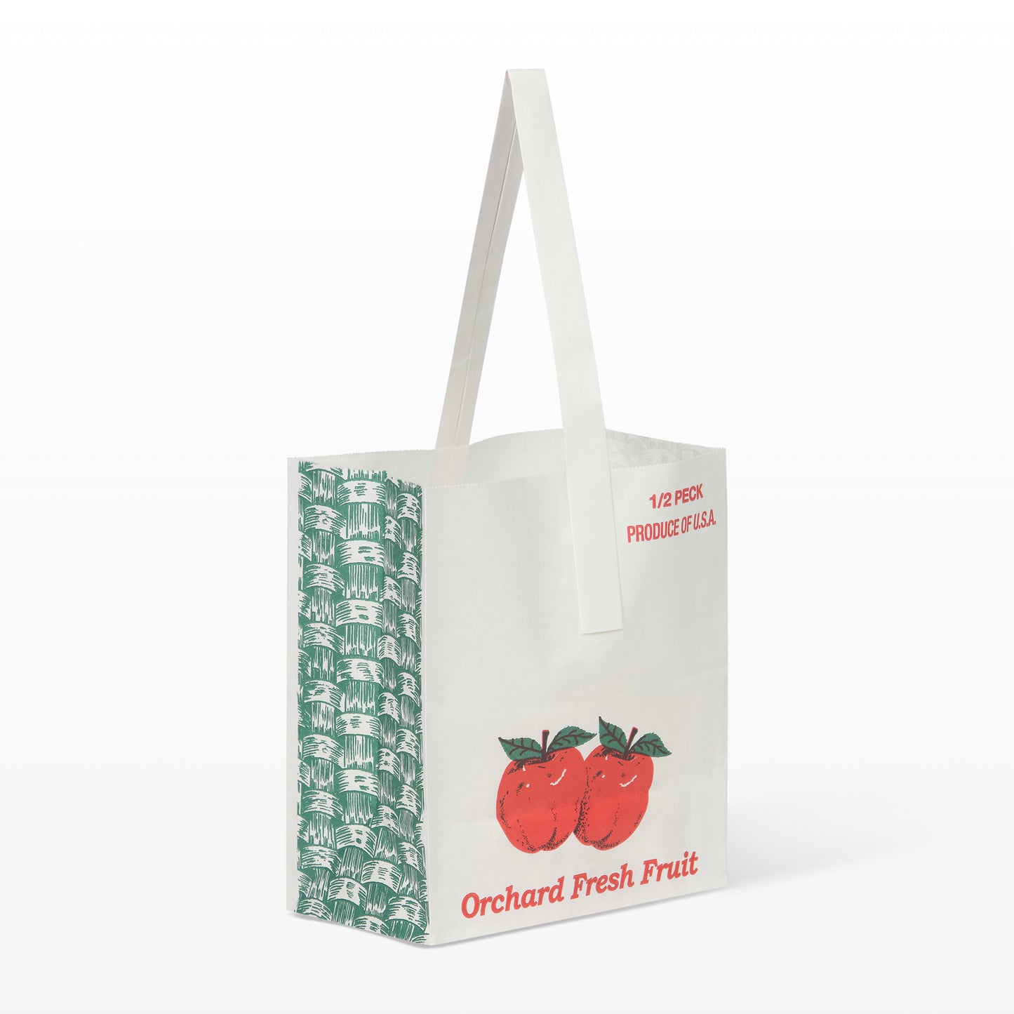 1/2 Peck White Paper Apple Tote Bag