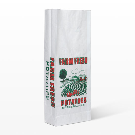 50 lb. White Solid Farm Fresh Potato Bag