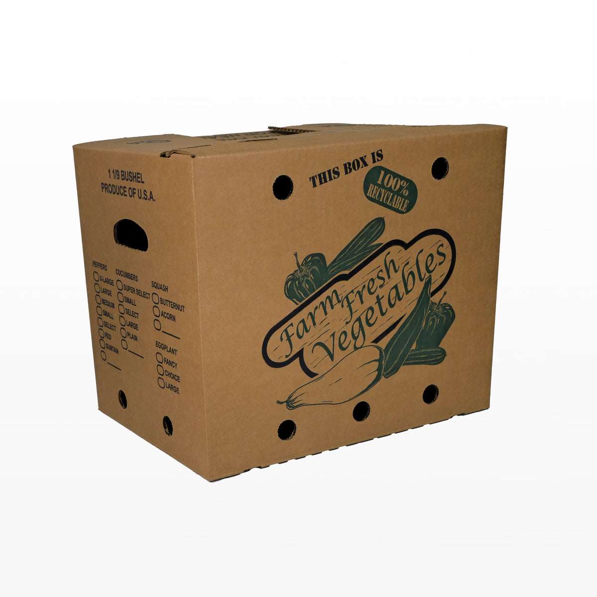 Wegitabal Box 1 1/9 Bushel Wax Alternative Vegetable Box