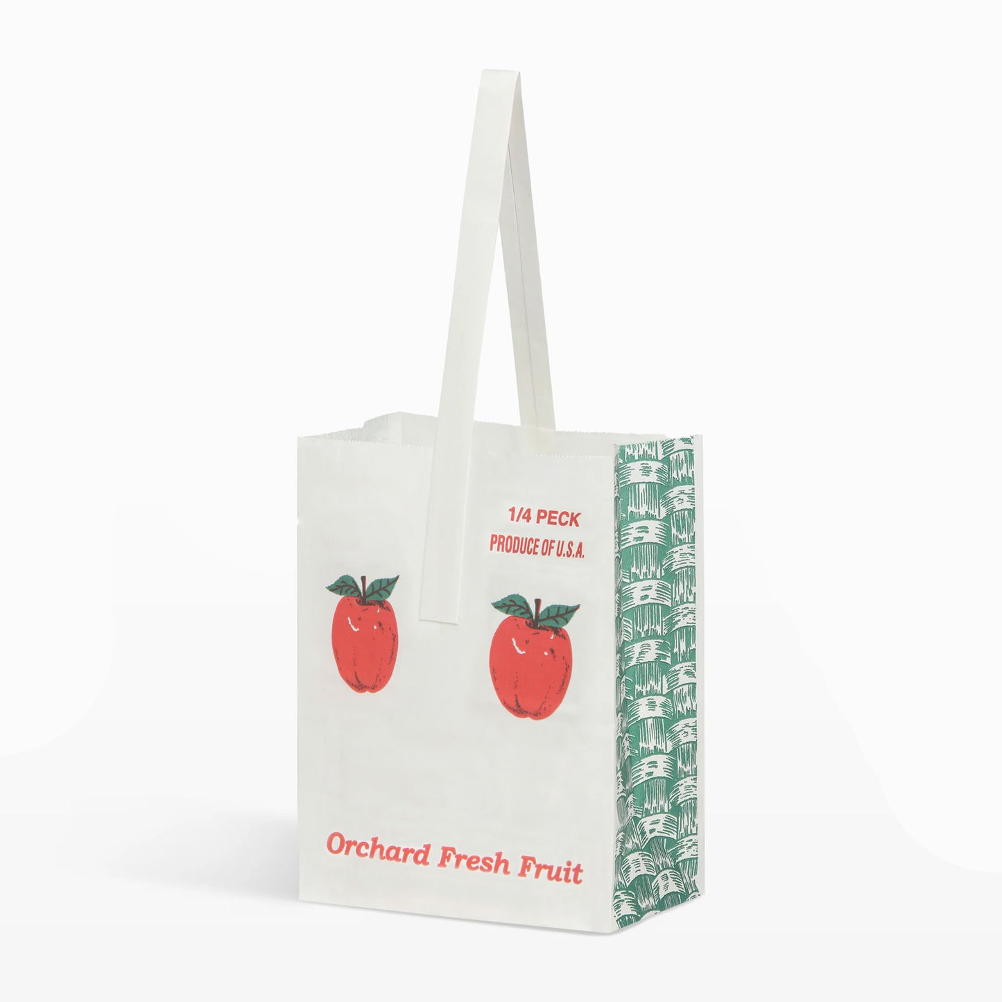 1/4 Peck White Paper Apple Tote Bag