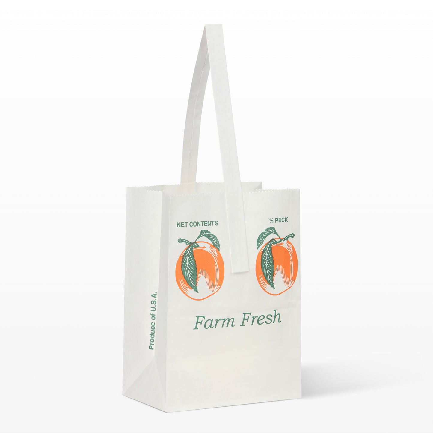 1/4 Peck White Paper Peach Tote Bag