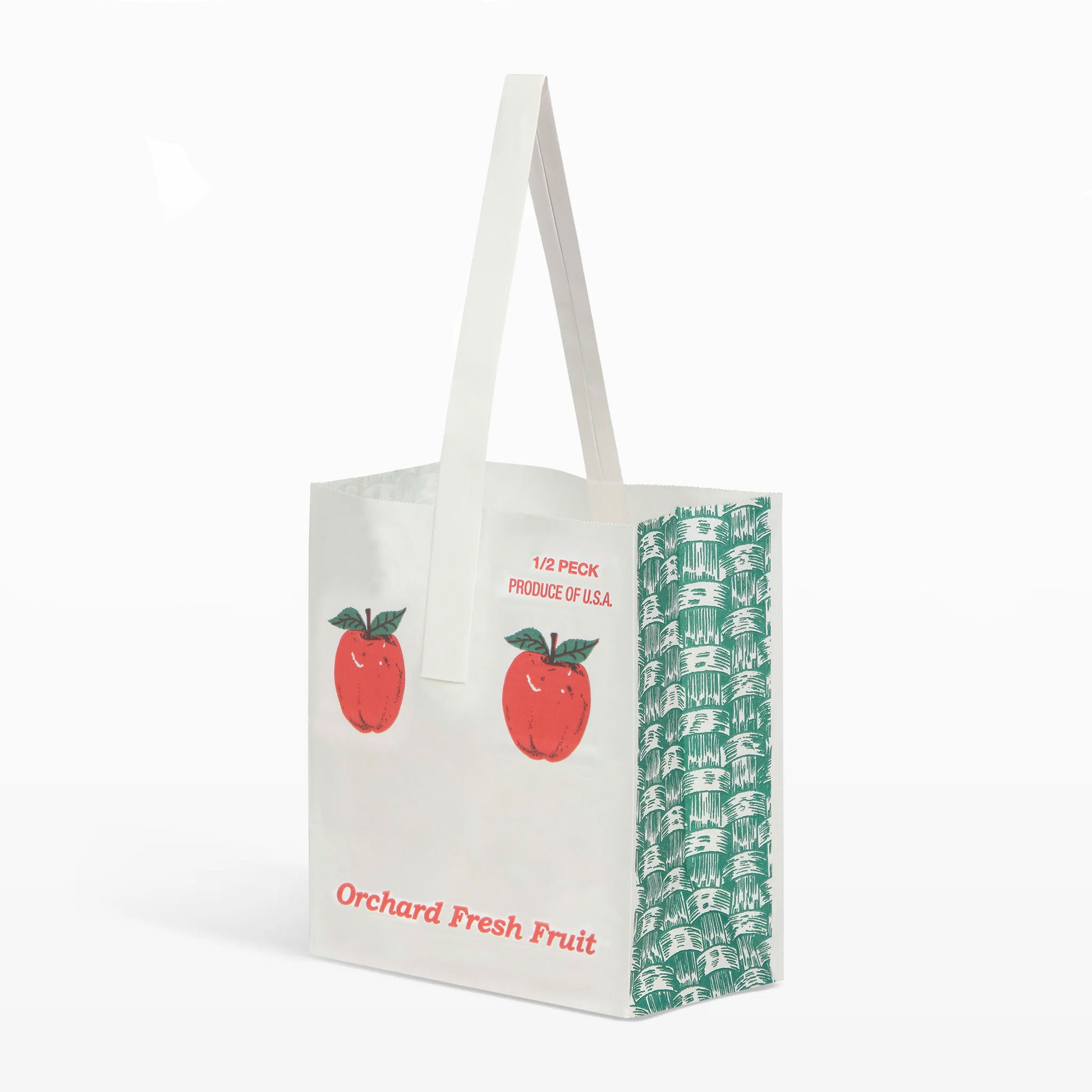 1/2 Peck White Paper Apple Tote Bag | 1/2 Peck Apple Bags